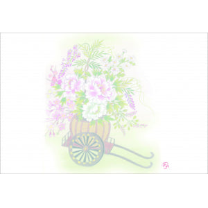 尺3紙マット(着物柄シリーズ) 花御所車（オールシーズン）（品番 86-012-02）
